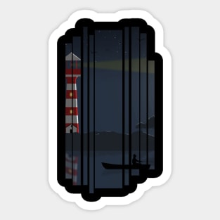 Lighthouse with a fisherman Sticker